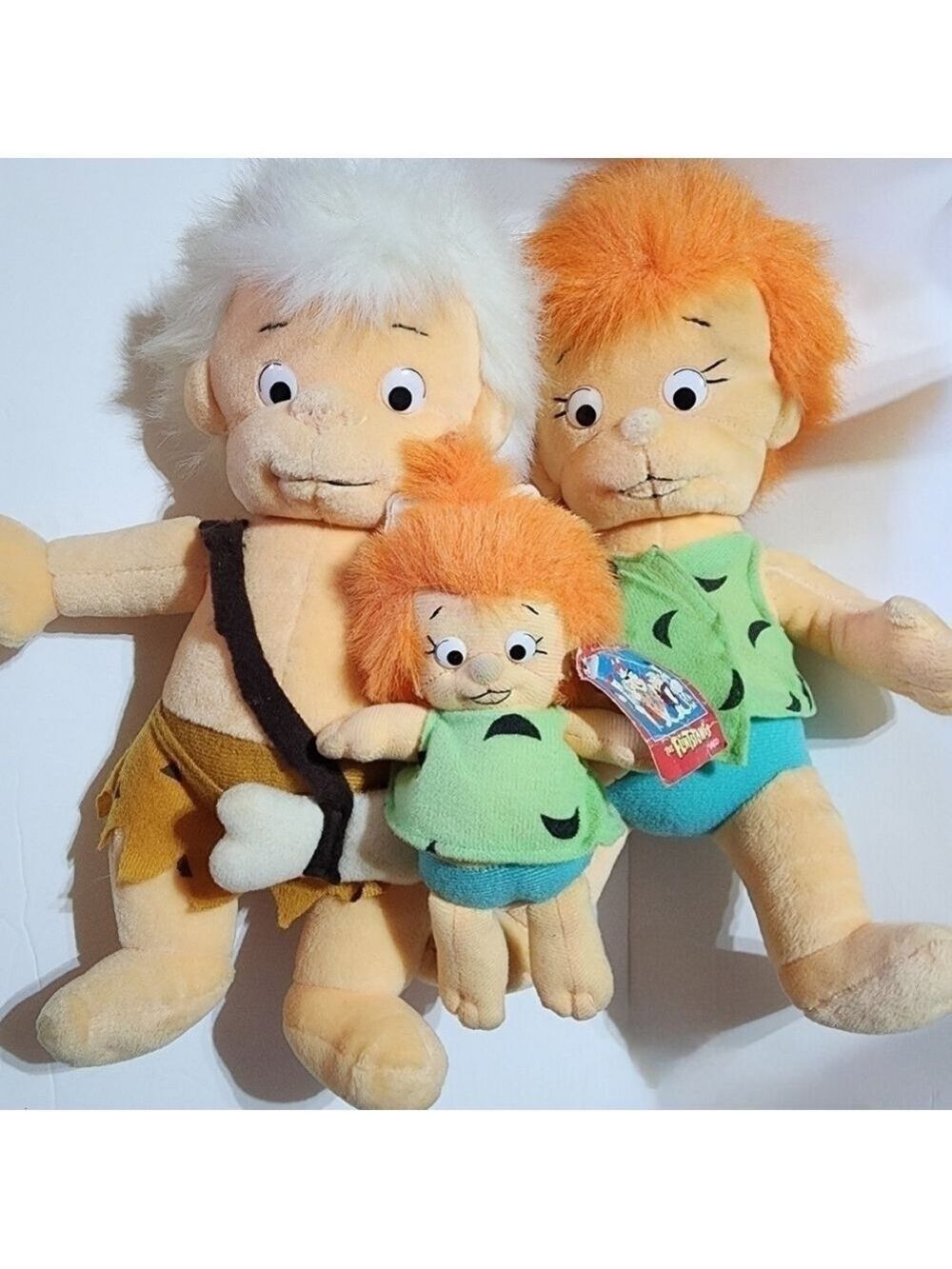 Vtg Flintstones 1990 Pebbles Bamm-Bamm mini Pebbles plush stuffed dolls